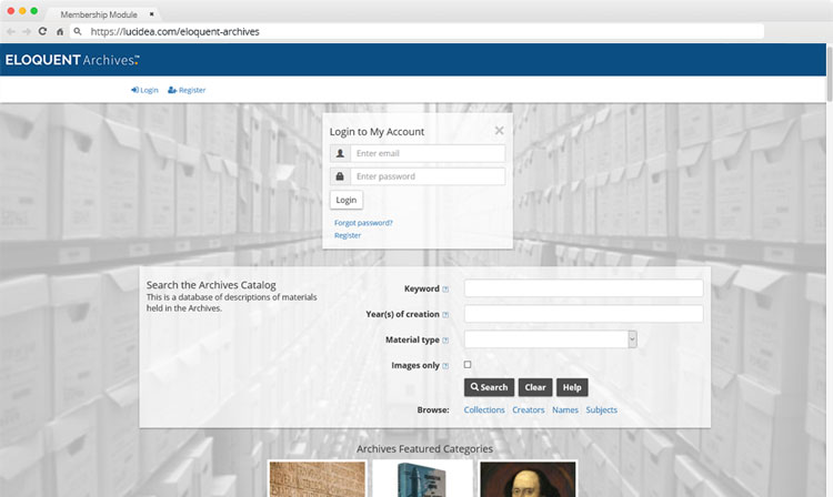 screenshot of Eloquent Archives